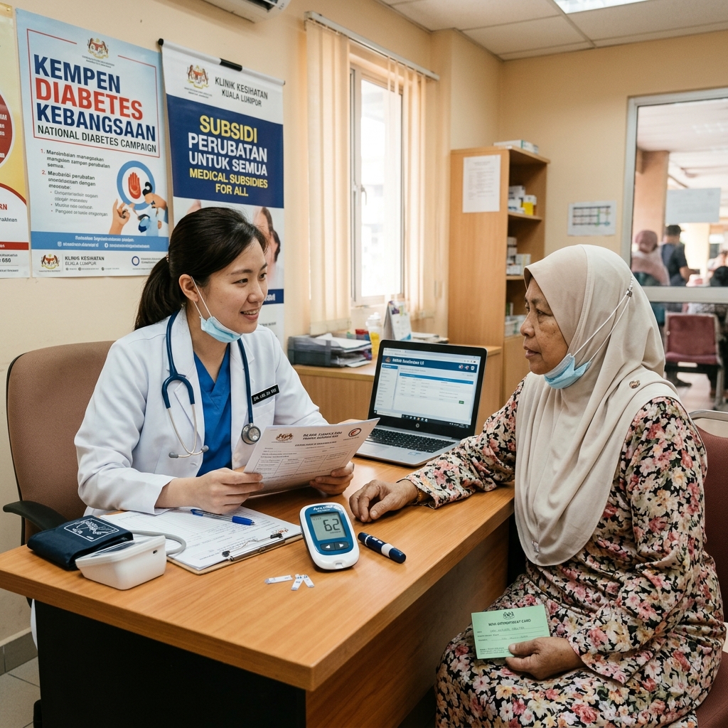 Government health subsidy document and pen